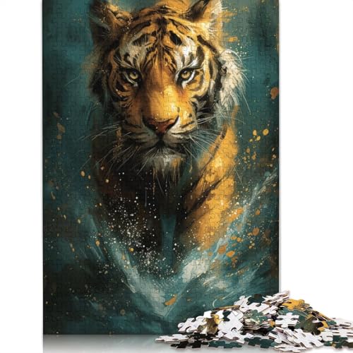 Puzzle 1000 Teile für Erwachsene, süßer Kleiner gelber Tiger, Puzzles für Erwachsene und Kinder, Holzpuzzle, Spielzeug, Denkspiel, 75 x 50 cm von LiJianXXR