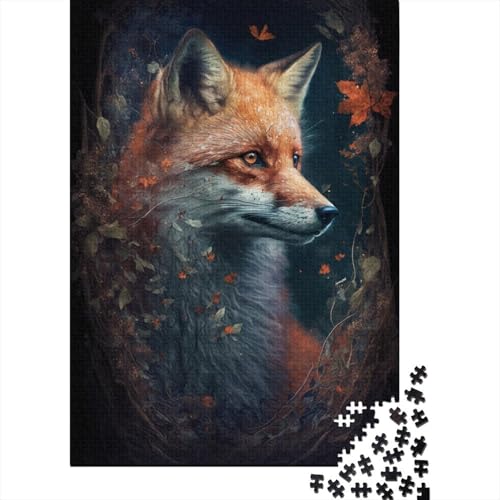 Puzzle 1000 Teile für Erwachsene, süßes Kunst-Fuchs-Puzzle für Kinder, Holzpuzzle, Weihnachtspuzzle-Geschenke (Größe 75 x 50 cm) von LiJianXXR