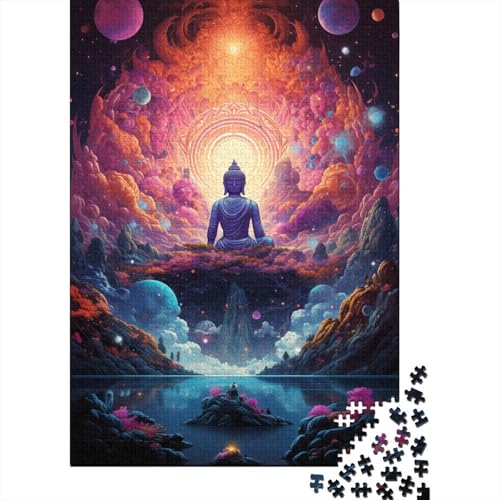 Puzzle 1000 Teile für Erwachsene Bunte psychedelische Galaxie-Buddha-Statue Puzzle für Erwachsene Puzzle Holzpuzzle Lernspielzeug 50x75 cm von LiJianXXR