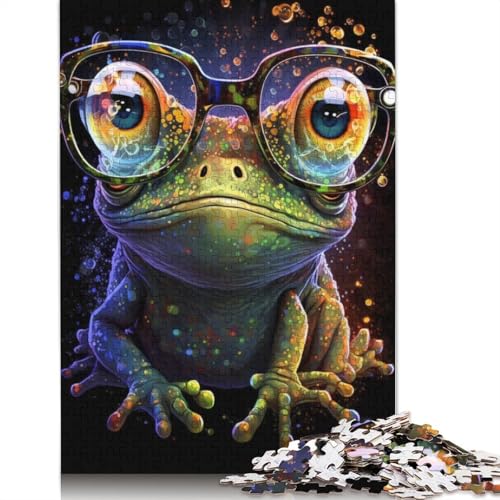 Puzzle 1000 Teile für Erwachsene Cosmic Frog Wears Glasses Holzpuzzle für Erwachsene, Spaß für die ganze Familie, Puzzlegröße: 75 x 50 cm von LiJianXXR