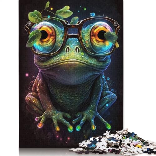 Puzzle 1000 Teile für Erwachsene Cosmic Frog Wears Glasses Puzzle für Erwachsene, Kartonpuzzle, Familienspiele, Größe: 38 x 26 cm von LiJianXXR