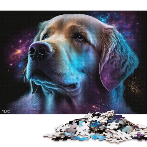 Puzzle 1000 Teile für Erwachsene Cosmic Golden Retriever Puzzles für Erwachsene Holzpuzzle Familiendekoration von LiJianXXR