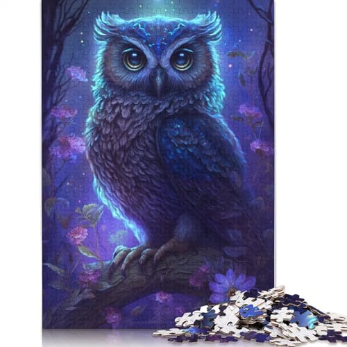 Puzzle 1000 Teile für Erwachsene Eulen-Blumen-Galaxie-Puzzle für Erwachsene Holzpuzzle Familienspiele Größe: 75x50cm von LiJianXXR