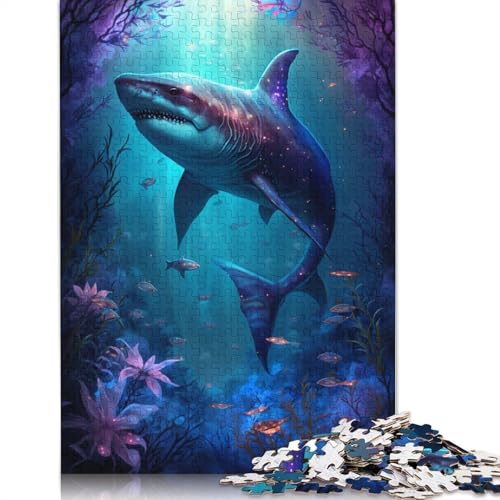 Puzzle 1000 Teile für Erwachsene Fantasie Hai Blumenpuzzle für Erwachsene Kartonpuzzle Lernspielzeug Familienspiele Größe: 38x26cm von LiJianXXR