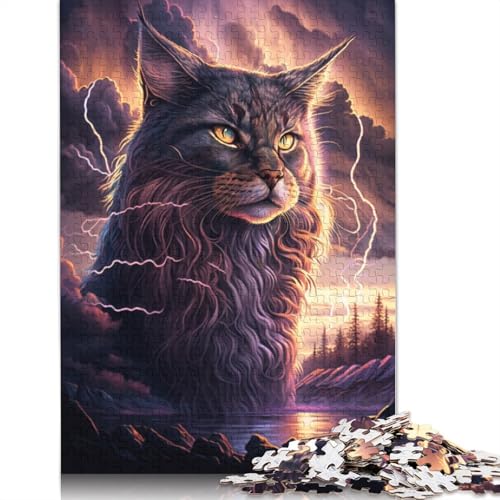 Puzzle 1000 Teile für Erwachsene Fantasie Maine Coon Katze Puzzle für Erwachsene Puzzle Papppuzzle Pädagogisches Spielzeug zum Stressabbau Puzzlegröße: 38x26cm von LiJianXXR