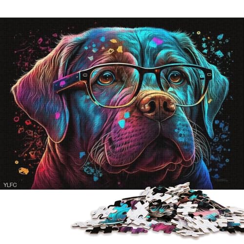 Puzzle 1000 Teile für Erwachsene Labrador mit Brille Puzzle für Erwachsene Holzpuzzle Familiendekoration von LiJianXXR