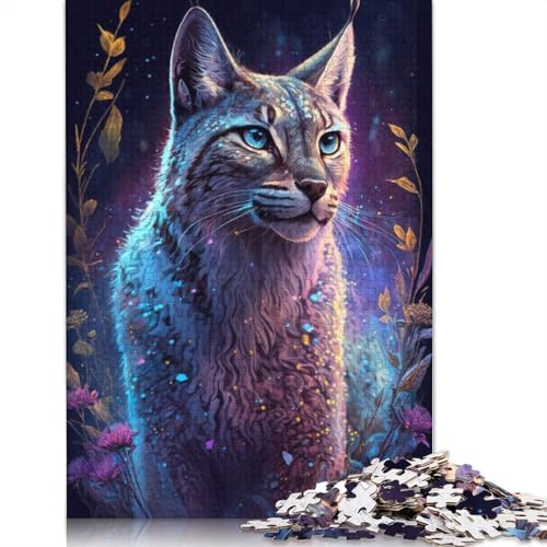 Puzzle 1000 Teile für Erwachsene Luchs-Blumen-Galaxie-Puzzle für Erwachsene Puzzle Papppuzzle Pädagogisches Spielzeug zum Stressabbau Puzzlegröße: 38 x 26 cm von LiJianXXR