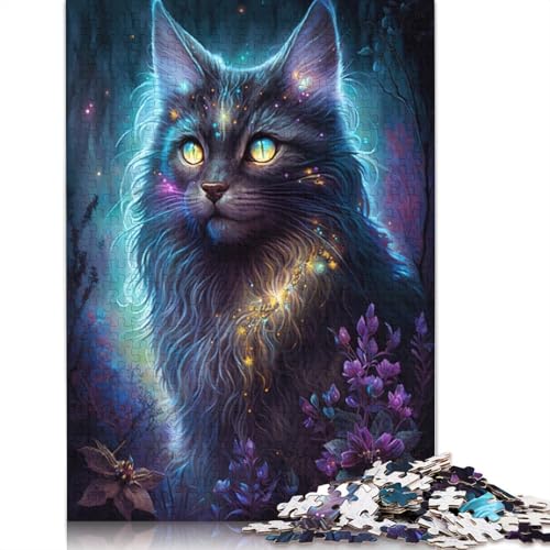 Puzzle 1000 Teile für Erwachsene Maine Coon Katze Blume Galaxie Puzzle für Erwachsene Kartonpuzzle Familienspiele Größe: 38x26cm von LiJianXXR