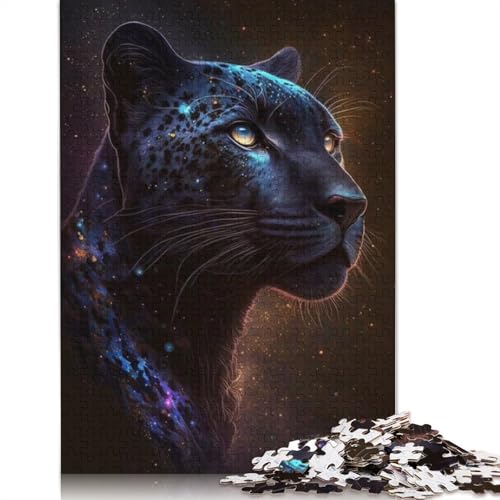 Puzzle 1000 Teile für Erwachsene Schwarzer Leopard Puzzle für Erwachsene Holzpuzzle Familienspiele Größe: 75x50cm von LiJianXXR