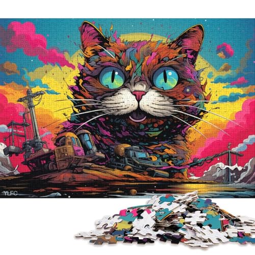 Puzzle 1000 Teile für Erwachsene und Kinder, Roboter-Farb-Garfield-Katzen-Puzzle für Erwachsene, Kartonpuzzle, Heimdekoration 38x26cm/1000 Teile von LiJianXXR