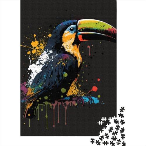 Puzzle Aquarell-Tukan, 1000 Teile, Puzzle für Erwachsene, Holzpuzzle für Erwachsene und Kinder, Geschenke für Erwachsene, Größe: 75 x 50 cm von LiJianXXR