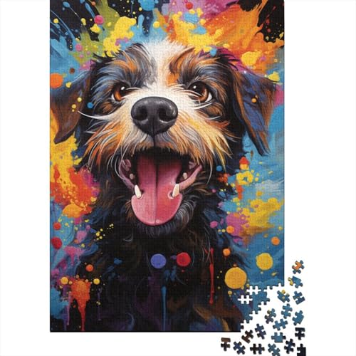 Puzzle Bunte Zeichnung eines Terriers, 1000-teiliges Puzzle für Erwachsene, Holzpuzzle für Erwachsene und Familien, Denkspiel, 50 x 75 cm von LiJianXXR