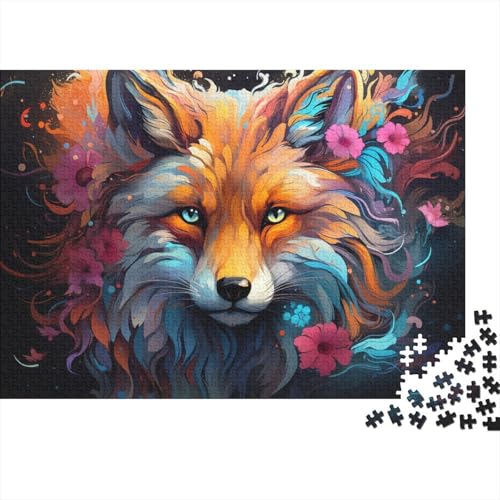 Puzzle Bunter Psychedelischer Kunstfuchs 1000-teiliges Erwachsenenpuzzle Holzpuzzle für Erwachsene und Kinder ab 12 Jahren Puzzle Schwierige, schwere Puzzles für Frauen und Männer 50x75cm von LiJianXXR