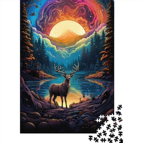 Puzzle Color Deer 1000-teiliges Puzzle für Erwachsene, Holzpuzzle für Erwachsene und Familien, Denkspiel, 50 x 75 cm von LiJianXXR