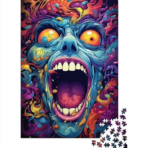 Puzzle Fantasie Bunter Totenkopf 1000 Teile Puzzle für Erwachsene Holzpuzzle für Erwachsene und Familien Denkspiel 50x75 cm von LiJianXXR