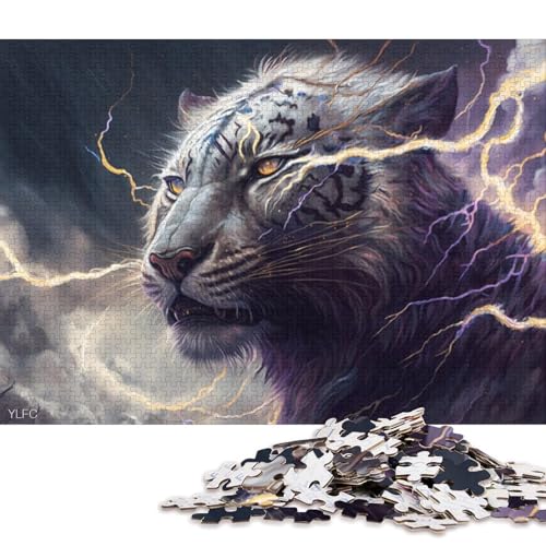 Puzzle Fantasie Weißer Tiger 1000-teiliges Puzzle Holzpuzzle für Erwachsene und Kinder ab 12 Jahren zum Stressabbau 75x50cm/1000 Teile von LiJianXXR