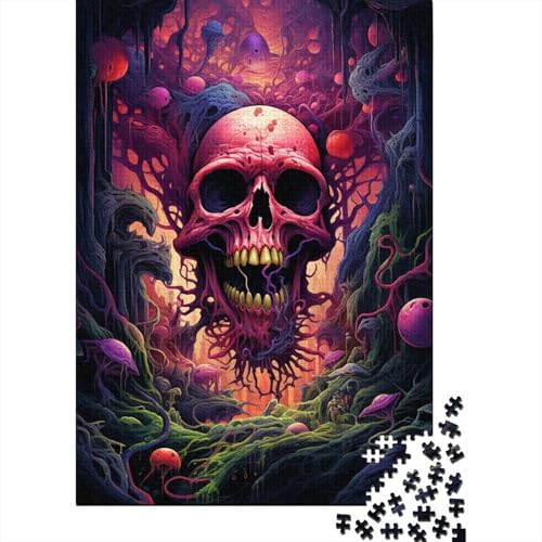 Puzzle Futuristischer, farbenfroher, Psychedelischer Totenkopf, 1000-teiliges Puzzle für Erwachsene, Holzpuzzle für Erwachsene und Familien, Denkspiel, 50 x 75 cm von LiJianXXR