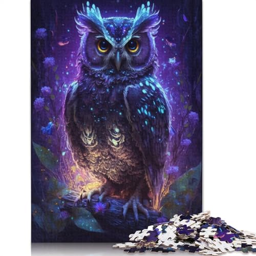 Puzzle-Geschenk, Eule, Blume, Galaxie, 1000 Teile, Puzzle für Erwachsene, Holzpuzzle für Erwachsene und Kinder, tolles Geschenk für Erwachsene, Größe: 75 x 50 cm von LiJianXXR