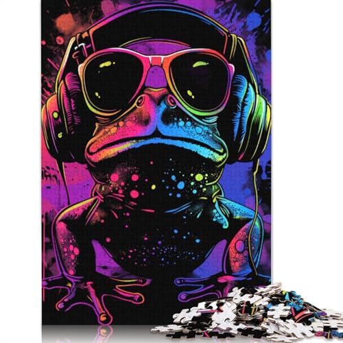 Puzzle-Geschenk, Frosch mit Kopfhörern, 1000-teiliges Puzzle, Holzpuzzle für Erwachsene und Kinder ab 12 Jahren, Puzzle, tolles Geschenk für Erwachsene, Größe 75 x 50 cm von LiJianXXR