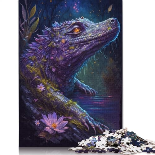 Puzzle-Geschenk Krokodil-Blumen-Galaxie, 1000 Teile, Puzzle für Erwachsene, Papppuzzle für Erwachsene und Kinder, tolles Geschenk für Erwachsene, Größe: 38 x 26 cm von LiJianXXR