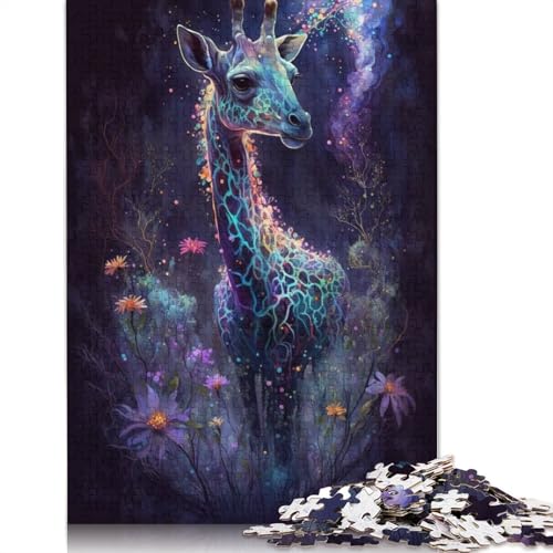 Puzzle Giraffe Blume Galaxie 1000 Teile Puzzlespiel Holzpuzzle Teenager und Kinder Tolles Geschenk für Erwachsene Größe: 75x50cm von LiJianXXR