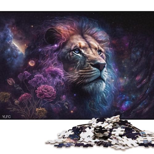 Puzzle Kosmischer Tierlöwe, 1000 Teile, Puzzle für Erwachsene und Kinder ab 12 Jahren, Kartonpuzzle, Familiendekoration (Größe 38 * 26 cm) von LiJianXXR