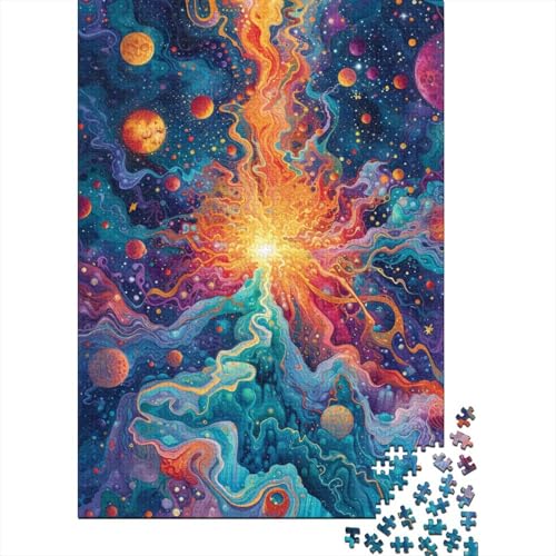 Puzzle Psychedelische Weltraumszene 1000-teiliges Puzzle für Erwachsene Holzpuzzle für Erwachsene und Familien Denkspiel 50x75 cm von LiJianXXR