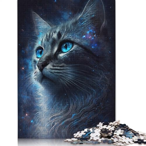 Puzzle Space Cosmic Cat, 1000-teiliges Puzzle für Erwachsene, Papppuzzle für Erwachsene und Kinder ab 12 Jahren, Puzzle-Wanddekoration (Größe 38 x 26 cm) von LiJianXXR