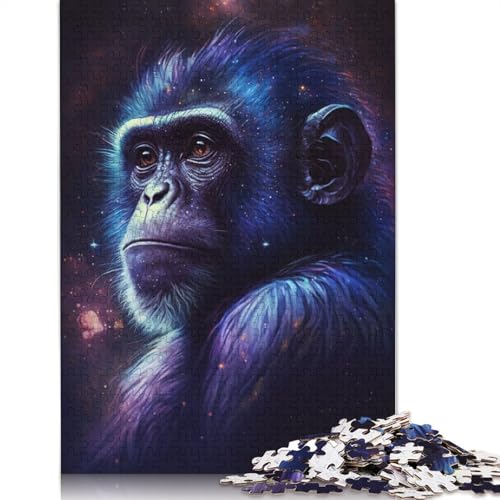 Puzzle Tier-Galaxie-AFFE, 1000-teiliges Puzzle aus Pappe für Erwachsene und Kinder ab 12 Jahren, tolles Geschenk für die ganze Familie (Größe 38 x 26 cm) von LiJianXXR