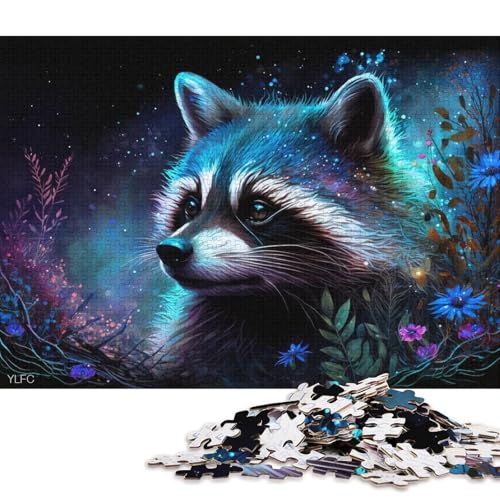 Puzzle Waschbär im Dschungel, 1000 Teile, Puzzle für Erwachsene und Kinder ab 12 Jahren, Kartonpuzzle, Familiendekoration (Größe 38 * 26 cm) von LiJianXXR