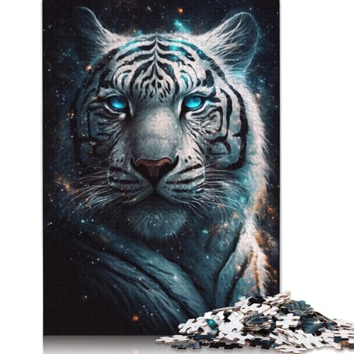 Puzzle Weißer Tiger, Galaxie, 1000 Teile, Kartonpuzzle für Erwachsene und Kinder ab 12 Jahren, tolles Geschenk für die ganze Familie (Größe 38 x 26 cm) von LiJianXXR