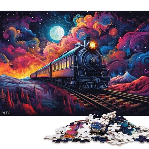 Puzzle Zug im Weltraum, 1000-teiliges Puzzle, Holzpuzzle für Erwachsene und Kinder ab 12 Jahren, zum Stressabbau 75x50cm/1000 Teile von LiJianXXR