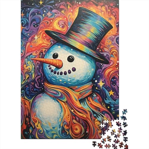 Puzzle für Erwachsene, 1000 Bunte Schneemänner, Puzzle für Erwachsene, anspruchsvolles Holzpuzzle (Größe 75 x 50 cm) von LiJianXXR