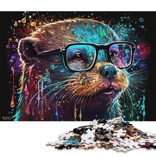 Puzzle für Erwachsene, 1000 Puzzle-Spielzeug, bunter Otter mit Brille, Puzzles für Erwachsene und Kinder, Holzpuzzle, Familienaktivität (Größe 75 * 50 cm) von LiJianXXR