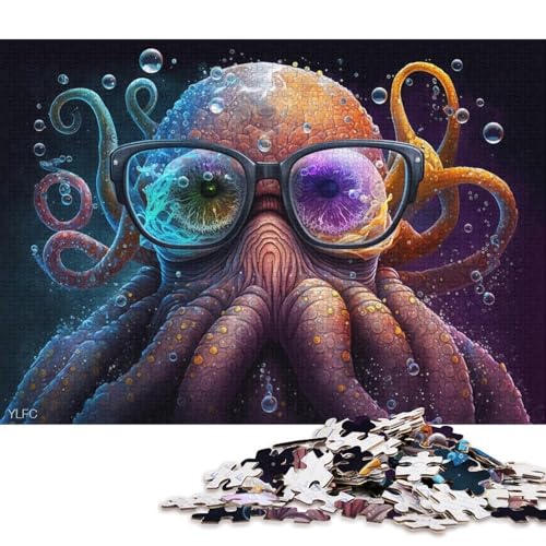 Puzzle für Erwachsene, 1000 Puzzle-Spielzeuge, bunter Oktopus mit Brille, Puzzles für Erwachsene und Kinder, Holzpuzzle, Familienaktivität (Größe 75 * 50 cm) von LiJianXXR