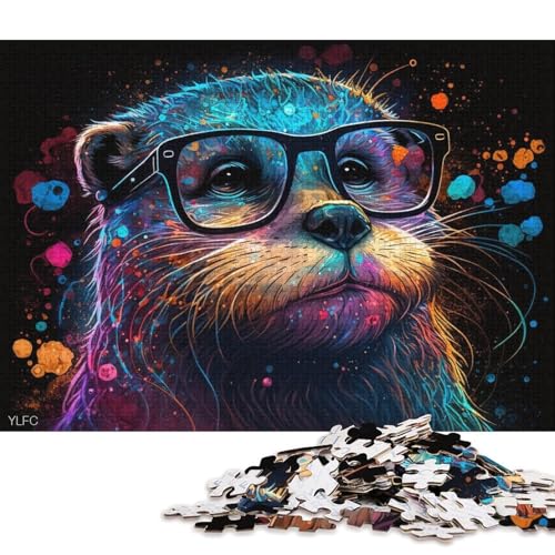 Puzzle für Erwachsene, 1000 Puzzle-Spielzeuge, bunter Otter mit Brille, Puzzles für Erwachsene und Kinder, Kartonpuzzle, Familienaktivität (Größe 38 * 26 cm) von LiJianXXR