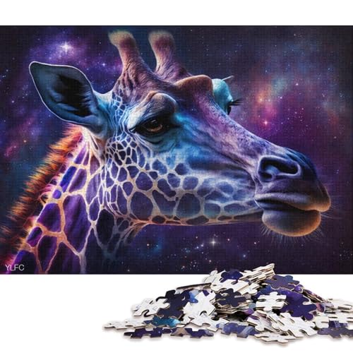 Puzzle für Erwachsene, 1000 Puzzle-Spielzeuge, kosmische Giraffen-Puzzles für Erwachsene und Kinder, Karton-Puzzle, Familienaktivität (Größe 38 * 26 cm) von LiJianXXR