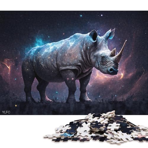 Puzzle für Erwachsene, 1000 Puzzle-Spielzeuge, kosmisches Galaxie-Nashorn-Puzzle für Erwachsene und Kinder, Holzpuzzle, Familienaktivität (Größe 75 * 50 cm) von LiJianXXR