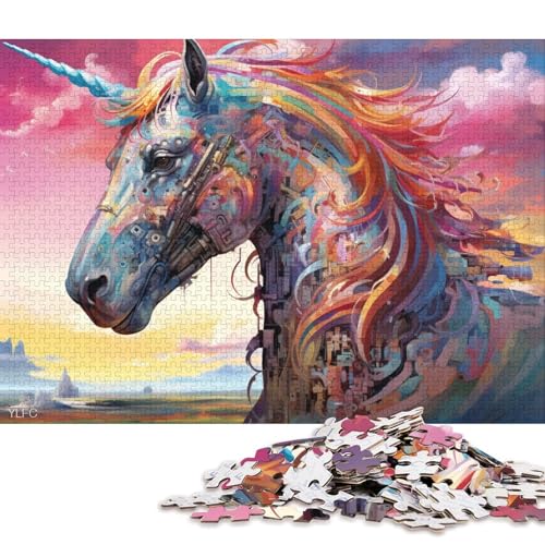 Puzzle für Erwachsene, 1000 Puzzles, farbenfrohes Einhorn-Roboter-Puzzle für Erwachsene, Puzzle aus Pappe, Lernspielzeug, Familienspiele 38x26cm/1000 Teile von LiJianXXR