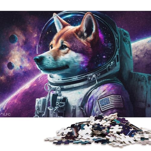 Puzzle für Erwachsene, 1000 Puzzles mit Galaxie-Astronauten und Shiba Inu-Motiven, für Karton, Weihnachtspuzzle, Puzzlegeschenke (Größe 38 * 26 cm) von LiJianXXR