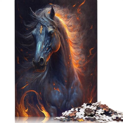 Puzzle für Erwachsene, 1000 Puzzles mit Pferd und Feuer, Kartonpuzzle, Lernspiele, Heimdekoration, Puzzlegröße: 38 x 26 cm von LiJianXXR