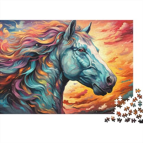 Puzzle für Erwachsene, 1000 Puzzles mit Regenbogen-Fantasiepferdchen, für Holzplattenpuzzle, tolles Geschenk für Erwachsene, 50 x 75 cm von LiJianXXR