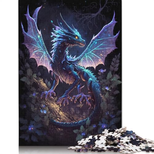 Puzzle für Erwachsene, 1000 Puzzles mit fliegendem Drachen, Blumen-Galaxie, für Erwachsene und Kinder, Holzpuzzle, Familienaktivität, Größe: 75 x 50 cm von LiJianXXR