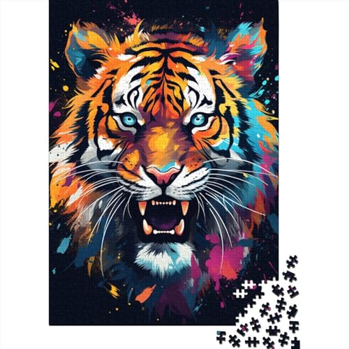 Puzzle für Erwachsene, 1000 Puzzles zum Bemalen und Ausmalen, Tiger-Puzzles für Erwachsene, anspruchsvolles Holzpuzzlespiel (Größe 75 x 50 cm) von LiJianXXR