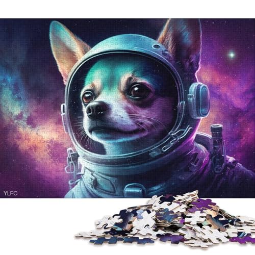 Puzzle für Erwachsene, 1000 Puzzles zum Thema Kosmische Kunst, Astronauten-Chihuahua, für Karton, Weihnachtspuzzle, Puzzlegeschenke (Größe 38 * 26 cm) von LiJianXXR