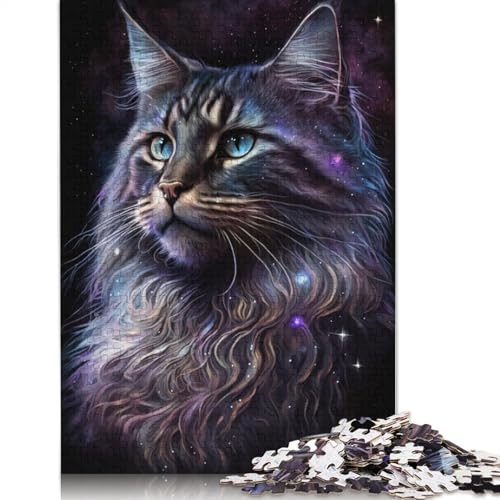 Puzzle für Erwachsene, 1000 Puzzles zum Thema Kosmische Maine-Coon-Katze, für Erwachsene und Kinder, Papppuzzle, Lernspielzeug (Größe 38 x 26 cm) von LiJianXXR