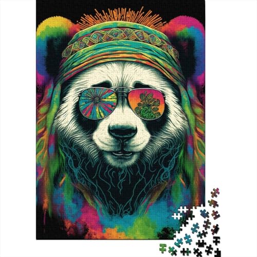 Puzzle für Erwachsene, 1000 Stück, Art Neon Panda, Puzzle für Erwachsene, Holzpuzzle, lustige Aktivitäten zu Hause, Geburtstagsgeschenk, Reisegeschenk, (Größe 75 x 50 cm) von LiJianXXR