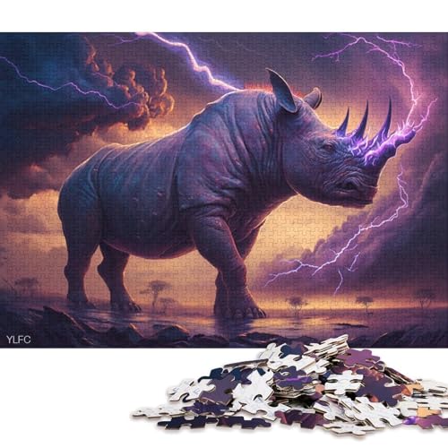 Puzzle für Erwachsene, 1000 Teile, Art Dream Rhino Puzzle für Erwachsene, Holzpuzzle, Lernspiel, Herausforderungsspielzeug 75x50cm/1000 Teile von LiJianXXR