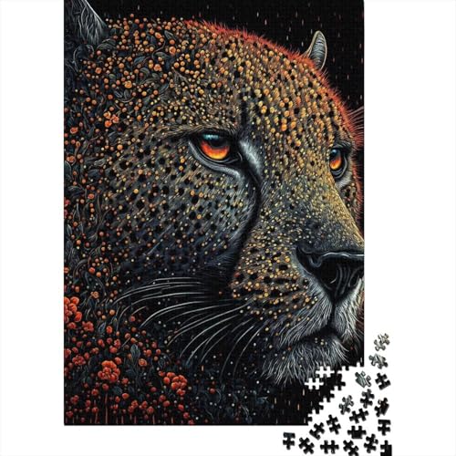 Puzzle für Erwachsene, 1000 Teile, Art Leopard Puzzle, Holzbrettpuzzle für Erwachsene, Denksportaufgaben für Erwachsene, Größe: 75 x 50 cm von LiJianXXR