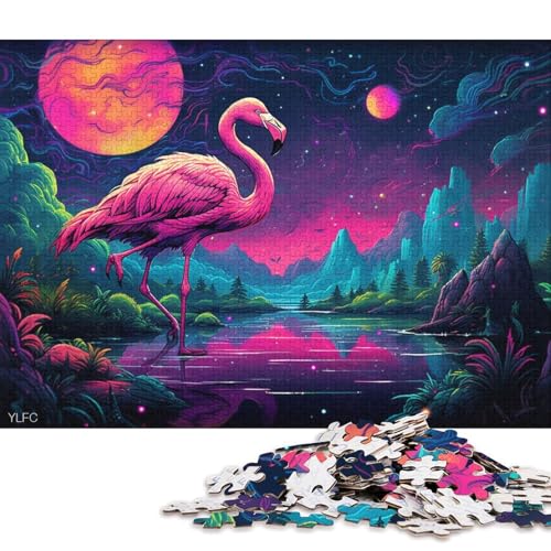 Puzzle für Erwachsene, 1000 Teile, Bunte Flamingos, Puzzle für Kinder, Kartonpuzzle, Heimkunstdekor 38x26cm/1000 Teile von LiJianXXR